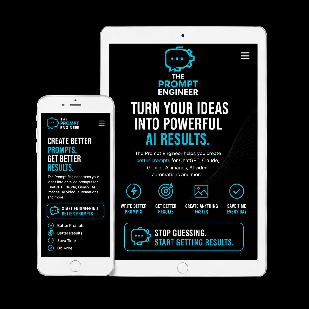 The Prompt Engineer shown on a phone and tablet